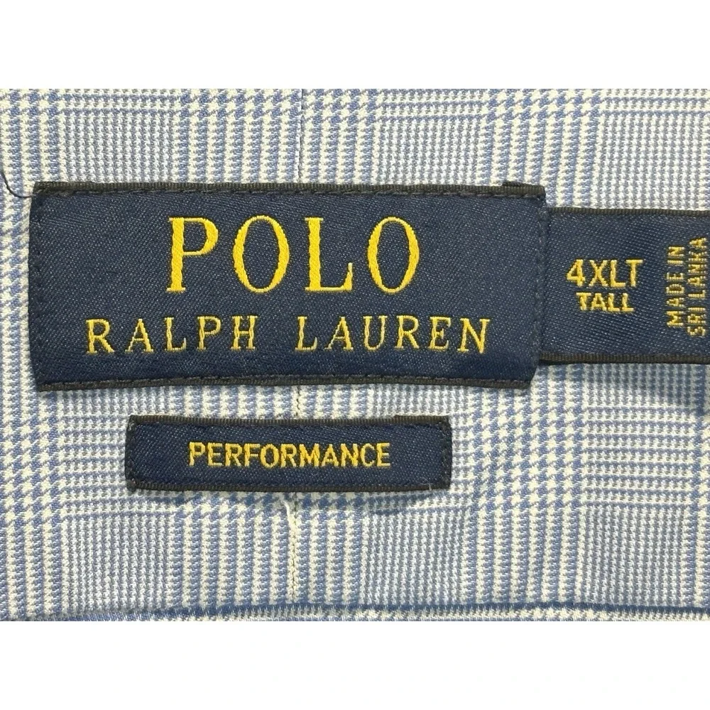 Polo Ralph Lauren Performance Shirt Sz 4XLT Big & Tall Men's Glen Plaid